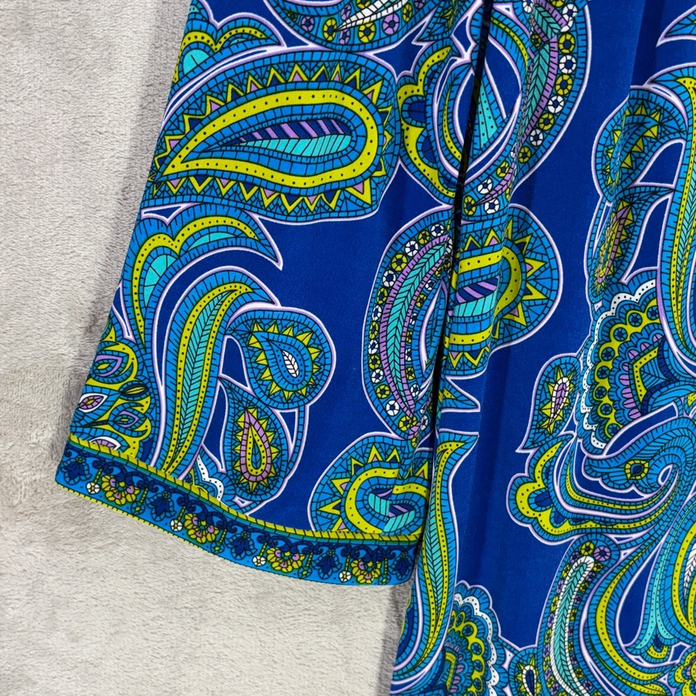 Laundry by Shelli Segal Paisley V Neck 3/4 Sleeves Tunic Shift Dress Size S - Picture 4 of 9